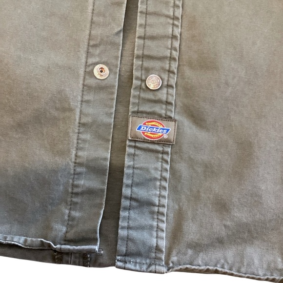 Dickies R12634 Drab Green Snap Heavy Duty Work Shirt Large 100% Cotton, Greaser - Picture 2 of 14